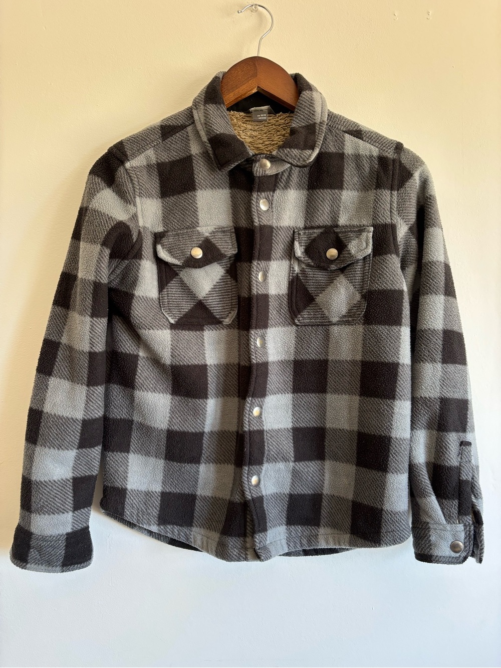 Eddie Bauer Black & Gray Buffalo Plaid Sherpa-Lined Jacket